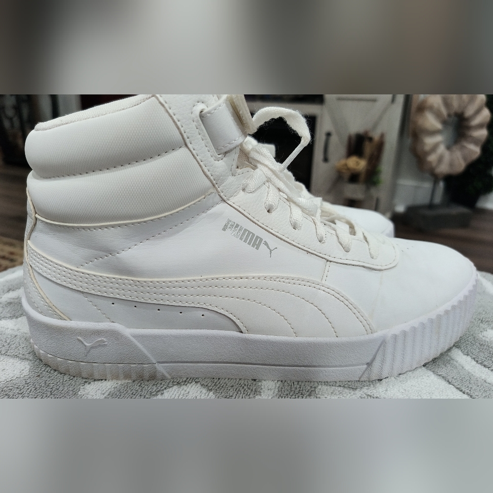 Puma White Sneakers with High-Top Design and Thick Sole